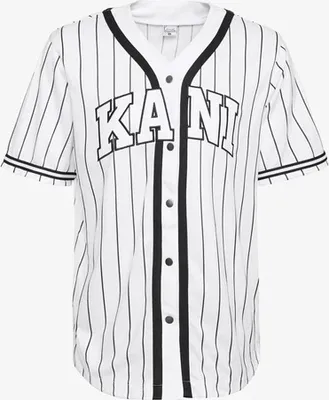 Produktbild von Karl Kani Serif Pinstripe Baseball Kurzarm-t-shirt Mit V-ausschnitt Weiß M Mann Weiß M