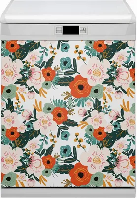 Produktbild von Dekorative Magnetmatte Küche Geschirrspüle 60x80 cm  Magnet für Spülmaschine  - Farbige Blumen