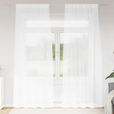 Image de Rideau en Voile 2 pcs Blanc 225 x 140 cm Polyester