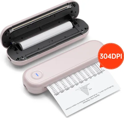 Produktbild von Tragbarer A4-Thermodrucker, kabellos und per USB, Verbindung mit mobilem Computer, 50 mm/56 mm/77 mm/107 mm/210 mm/216 mm (2 Zoll/3 Zoll/4 Zoll/8 Zoll/8,5 Zoll), US-Letter-A5-Papierformat fuer Buero und Schule, kompatibel mit Windows-/Mac-System, tintenloser Druck, PDF-Datei, Webseite, Vertragsdokumente, Bilder, wird mit 3 Papierrollen und Adapter geliefert