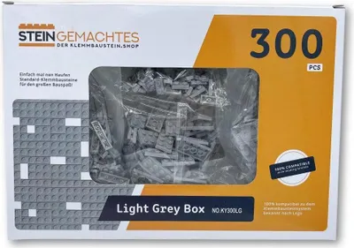 Image de Boîte de blocs de construction gris clair, 300 pièces, différentes tailles