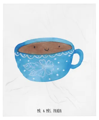Produktbild von Mr. & Mrs. Panda Tagesdecke Kaffee Tasse - Weiß - Geschenk, Plaid, Bettdecke, Decke, Lustige Sprüche, Glücklich, Sofadecke, Kuscheldecke, Liebe, Genuss, Geschmack