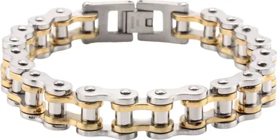 Produktbild von Uni-Armband, Motorradketten-Design, Edelstahl, Punk-Hip-Hop-Stil, glänzend, glatt, für verschiedene Anlässe