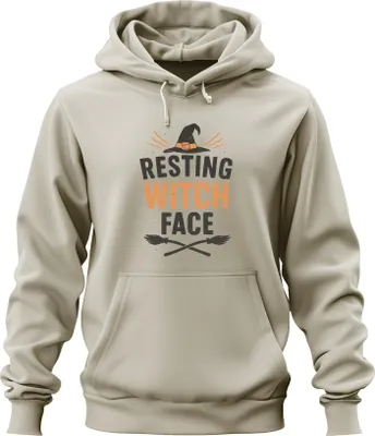 Produktbild von Halloween RESTING WITCH FACE Hexe Hexenhut Geschenk Lustig Spruch Uni Hoodie Kapuzenpullover, Natur, XL