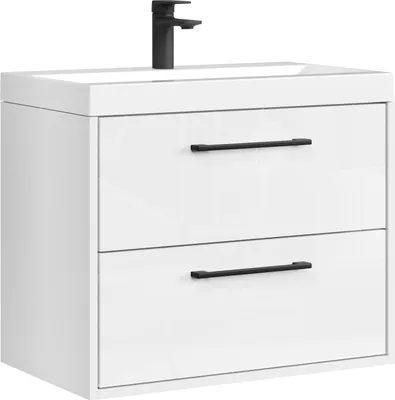Immagine prodotto di Badplaats Mobili da bagno Florence 01 60 cm - Bianco lucido - Mobili da bagno sospesi con lavabo e chiusura ammortizzata