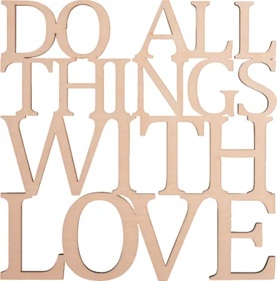 Produktbild von Rayher Holzschrift Do all things with love 18x18 cm Deko Schriftzug Wanddeko