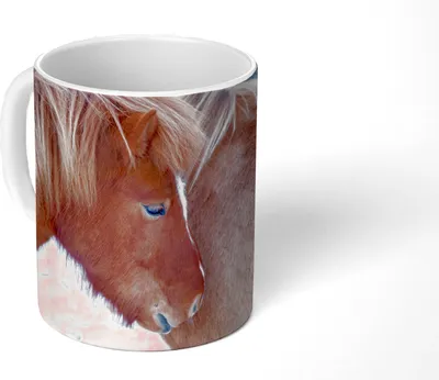 Produktbild von MuchoWow® Tasse Kaffeetasse Kaffeebecher 350 ml Pferde - Fohlen - Schnee Teetasse - Fototasse - Becher - Keramikbecher - Teebecher - Kaffeetasse - Bürotasse
