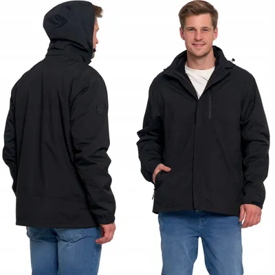 Produktbild von Wasserdichte und winddichte Herrenjacke mit abnehmbarem Fleece-Fleece und Kapuze, MORAJ XL, SCHWARZ