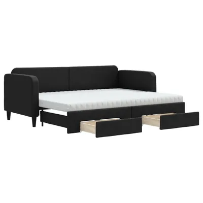 Obrázek produktu pro Válenda s přistýlkou a zásuvkami černá 80 x 200 cm textil