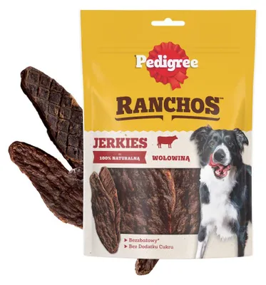 Produktbild von Pedigree Ranchos Jerkies 70g Getreidefreies Leckerli für Hunde mit Rindfleisch
