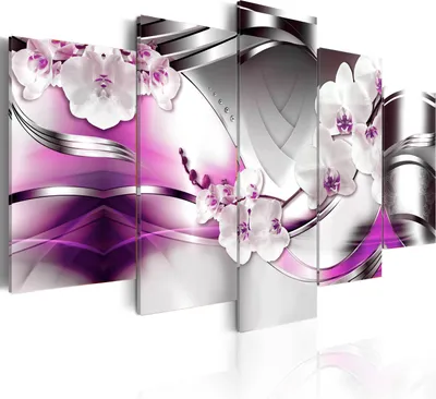 Produktbild von Modernes Wandbild b-A-0186-b-p (150x75) - 5 Teilig Bilder Fotografie auf Vlies Leinwand Foto Bild Dekoration Wand Bilder Kunstdruck ABSTRAKT BLUMEN ORCHIDEE