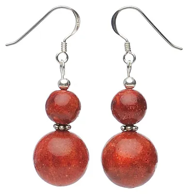 Produktbild von Ohrringe Ohrhänger Schaumkoralle Koralle & 925 Silber rot Ohrschmuck Damen