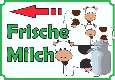 Produktbild von Verkaufsschild Schild Frische Milch mit Pfeil nach links A6 Rückseite selbstklebend