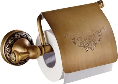 Image de Support de papier toilette en laiton de style vintage avec couvercle - montage mural, solution de rangement de rouleau de salle de bain,