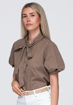 Produktbild von LARICA Shirt V-1 mit Bindung Loose Fit smart casual OW-SH-E0067 brown S/M