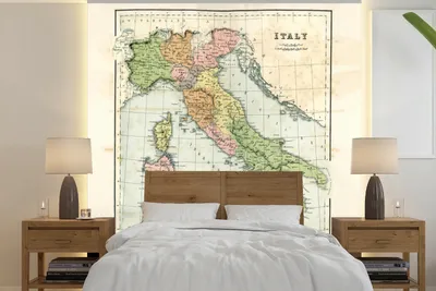 Produktbild von MuchoWow® Fototapete für Wohnzimmer oder Schlafzimmer Wandtapete Vinyl Motivtapete Vintage-Karte von Italien - 220x220 cm - Tapeten