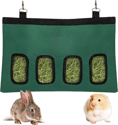 Produktbild von Hängender Heusack für Kaninchen, 4 Löcher, automatische Fütterung für Kleintiere, grün