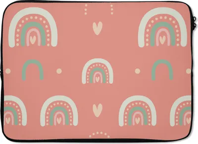 Produktbild von MuchoWow® Laptop Hülle 14 ZollMädchen - Regenbogen - Herzen - Muster - Mädchen - Rosa - Kinder - Kind Laptoptasche - Laptoptasche - Stoßsicher - Schutzhaube