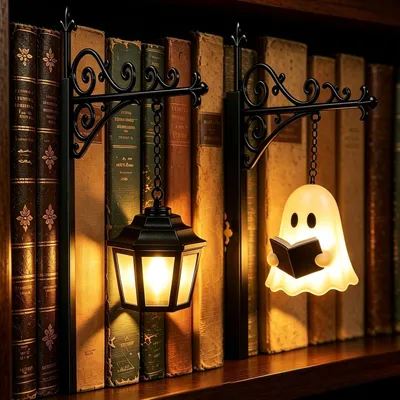Produktbild von 2 Stück Bücherregal Lampe, Halloween Deko Ghosts Bookshelf Lamp