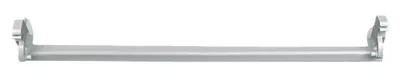 A close-up of a gray metal handle, likely for a refrigerator or freezer.