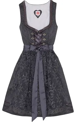 Produktbild von Spieth & Wensky Dirndl Bea Midi-Dirndl Kleid 2-teiliges Trachtenkleid kurz Rocklänge 55cm, Farbe:Grau, Größe:36/S
