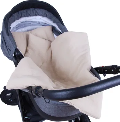Produktbild von BabyLux Babydecke Musselin 75x60 cm mit Kissen – Kinderwagendecke Sommer – Atmungsaktiv & Weich – Set für Neugeborene MPM -  Sand
