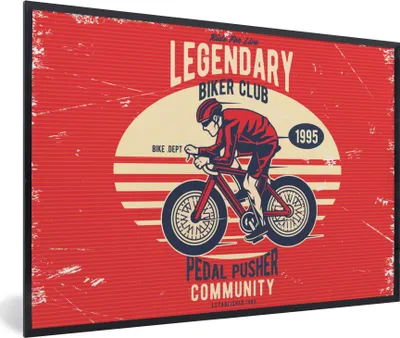 Produktbild von MuchoWow® MuchoWow® Gerahmtes Poster Fahrrad - Radfahrer - Retro 30x20 cm - Poster mit zchwarzem Bilderrahmen - Kunstdruck - Bild-Poster