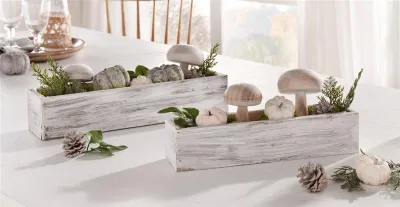 Image de 2x bac à plantes "Shabby" en bois blanc, bac à fleurs, bac de balcon, bac à plantes, décoration de jardin pour l'extérieur