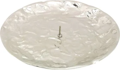 Produktbild von Kerzenteller mit Dorn Ø 12,5cm Messing Vernickelt Glänzend Kerzenuntersetzer