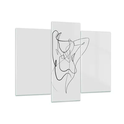 Produktbild von Bilder auf glas - 3 Teile - Frau Bleistift Linie - 130x100cm - Glasbilder - Wandbilder - Bilder - zum Aufhängen bereit - Wanddekoration aus Glas - Glas Bilder - Wandbild auf Glas - GCB130x100-4991