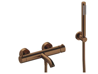 Produktbild von SANYCCES LOOP K Aufputz Wannen & Brausebatterie mit Brausehalter, Handbrause & Brauseschlauch, rosegold gebürstet