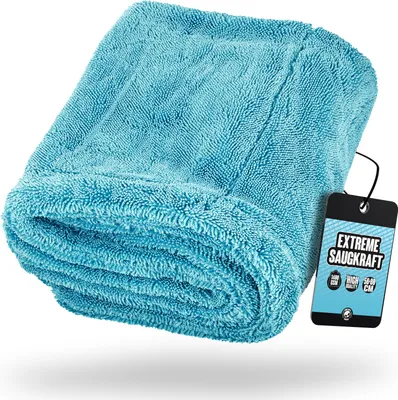 Produktbild von Nuke Guys Gamma Dryer XXL | Ultra saugstarkes Trockentuch 1400 GSM in Blau 50x80cm | Fusselfrei, abgerundete sanfte Fasern, kratzerfrei, extra groß | Premium Mikrofasertuch für Auto Motorrad Fahrrad