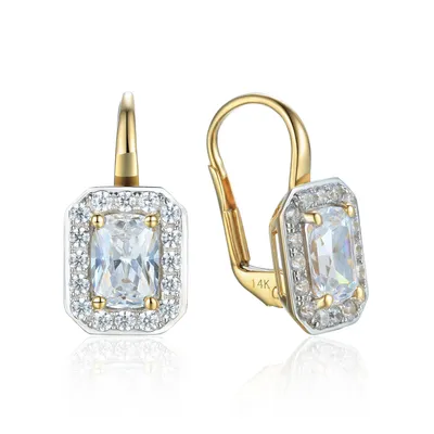 Produktbild von 585er Gelbgold Ohrhänger mit Zirkonia Octagonschliff Klappbrisur
