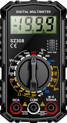 Image de ANENG SZ308 Digital Multimeter Square Wave Digital Tester 1999 Counts HFE Triode Buzzer Multimeter AC/DC Voltage DC Current Resistance Test Tool