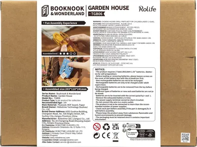 The image shows the back of a product box for a 3D puzzle, with assembly instructions and product details.