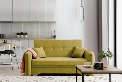 Produktbild von Krudox LAI 3-Sitzer Ausziehbares Schlafsofa mit Bettkasten Stauraum und 2 Kissen Couch mit Schlaffunktion 155x75x105 cm Stoff POCO 50
