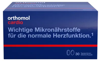 Produktbild von Orthomol Cardio - Mikronährstoffe für die normale Herzfunktion - mit Omega-3-Fettsäuren und Vitamin B1 - Tabletten/Kapseln, 30 St. Tagesportionen