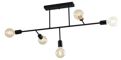 Productafbeelding van VALO Moderne plafondlamp met 5 lichtpunten, E27 fitting, IP20, gemaakt van matzwart metaal – Minimalistisch design voor diffuse verlichting in interieurs – Rossini Group