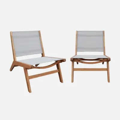 Produktbild von sweeek - 2er-Set Gartensessel aus Akazienholz und Textilene - Grau