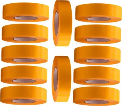 Immagine prodotto di 12 rotoli di nastro adesivo professionale oro 50 m x 24 mm - nastro crespo oro per pittori - nastro per mascheratura per pittori e decoratori - crespo per interni ed esterni - crespo per pittori - nastro adesivo versatile per lavori di pittura