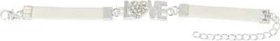 Produktbild von Weißes Kunstleder Armband mit LOVE Straß Herz, Metall-Legierung, ca. 16-20 cm Länge