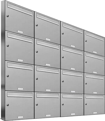 Produktbild von 16er Edelstahl Briefkasten Anlage 16 Fach Wandbriefkasten Postkasten
