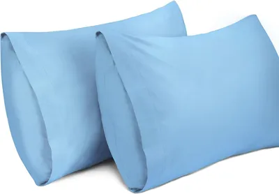 Immagine prodotto di 2 federe, 100% cotone, traspiranti, per cuscini, dimensioni 30 x 50 cm, colore azzurro cielo