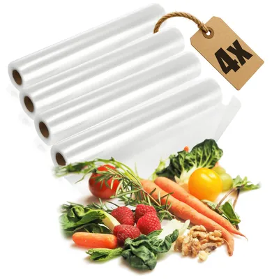 Produktbild von com-four® 12 m Vakuumierfolie, 4 Profi-Vakuumierrollen (je 3 m)