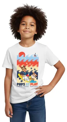 Produktbild von Spreadshirt Paw Patrol 'Pups At Play' Rubble Chase Marshall Kinder T-Shirt, 122/128 (7-8 Jahre), Weiß
