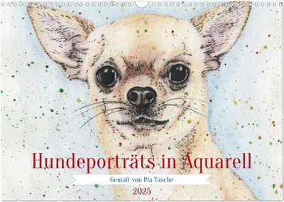 Produktbild von Hundeporträts in Aquarell (Wandkalender 2025 DIN A3 quer), CALVENDO Monatskalender