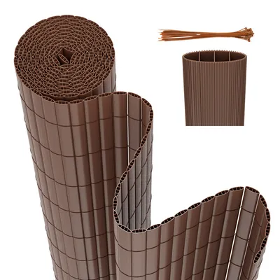Produktbild von PVC Sichtschutzmatte Outdoor Balkonverkleidung Wetterfest UV-Schutz Sichtschutzzaun Balkon Terrasse Windschutz Sichtschutz  für Balkon Garten Markise Zaun Terrasse mit Kabelbindern Braun 140x700cm