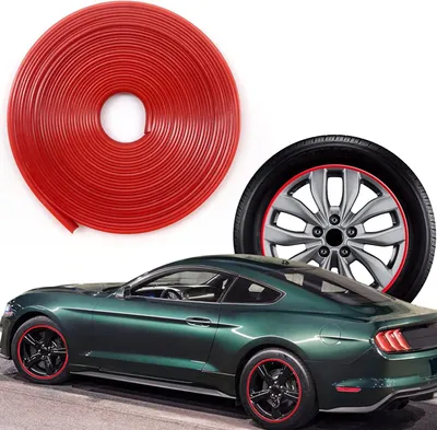 Imagen del producto de Listones decorativos para llantas de coche - 8 m x 8,2 mm - Protector de llantas - Refuerzo para neumáticos - Protector para llantas de coche - flexible - Accesorios para automóviles - Rojo