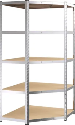 Produktbild von vidaXL Eck-Schwerlastregal 5 Böden Silbern Stahl & Holzwerkstoff