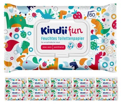 Productafbeelding van Kindii Fun vochtige toiletpapier – (10 x 60 stuks) Vochtige toiletpapier – Kam